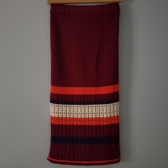 Free People Far from Here Crochet Midi Skirt in Red Combo Size S - Picture 2 of 4